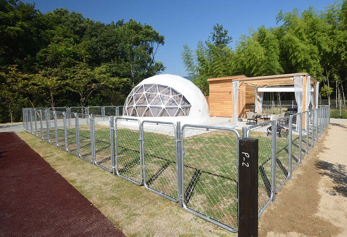 Dome tent with dog park